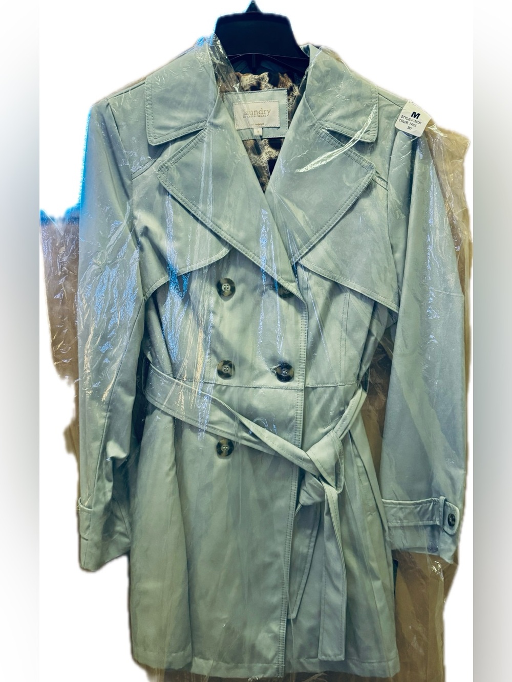 Laundry by Shelli Segal Double-Breasted Trench Coat in Paris Sky - Size M
